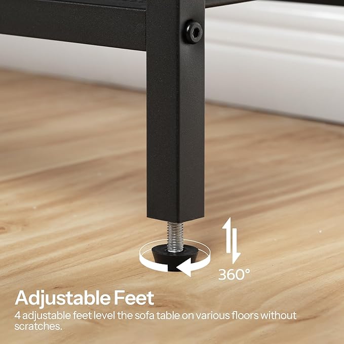 HOOBRO 29.5" Narrow Console Table with 2 Fabric Drawers, Sofa Table, Small Entryway Table with 3-Tier Storage Shelves, Behind Couch Table, for Living Room, Hallway, Greige and Black BG72XG01