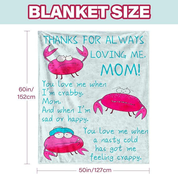 Gifts for Mom, Birthday Gifts for Mom from Daughter, Mother Gifts for Mothers Day, Soft Throw Blanket from Son for Sofa Couch 50" x 60"
