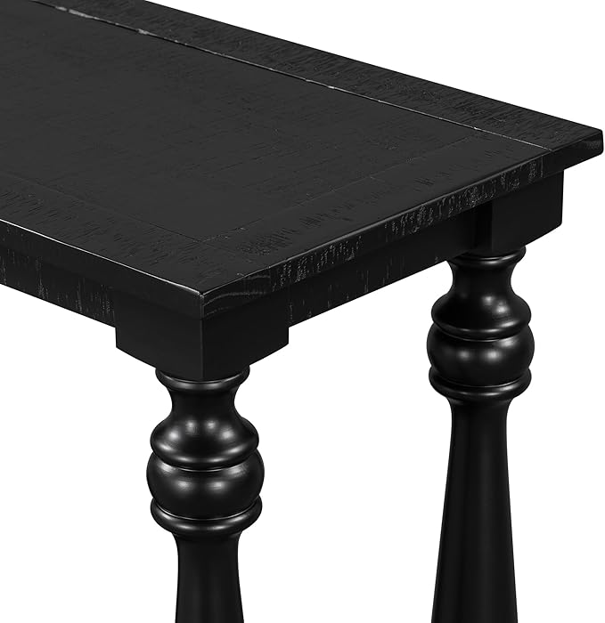 63 Inch Console Table with 4 Vase-Leg, Vintage Wood Grain Sofa Table Behind Couch, Narrow Entryway Accent Table for Living Room, Entrance, Hallway, Foyer, Bedroom, Apartments, Black