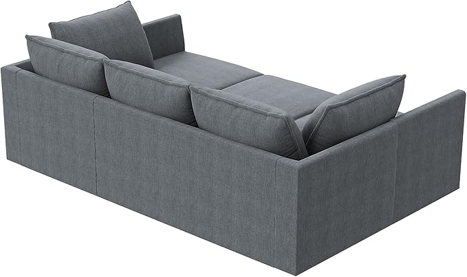 HONBAY Modular Sectional Sleeper Sofa with Storage U-Shape Modular Sectional Sofa with Ottomans Sleeper Sectional Couch for Living Room, Bluish Grey