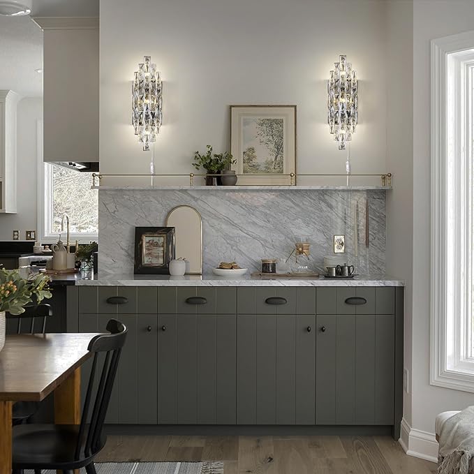 Modern Plug in Wall Sconce Crystal Wall Sconces Indoor Wall Lamp for Bedroom Chrome Light Fixture with Plug in Switch Vanity Wall Mount Lamps for Living Room Bedroom Bathroom Bedside Hallway