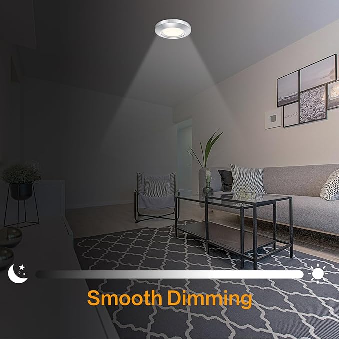 5.5 Inch Dimmable LED Disk Light, 14W 870 LM Low Profile Recessed Surface Mount Light Fixture, Round Metal Ceiling Light, Heavy Duty, 3000K Warm White, Brushed Nickel, 2 Pack