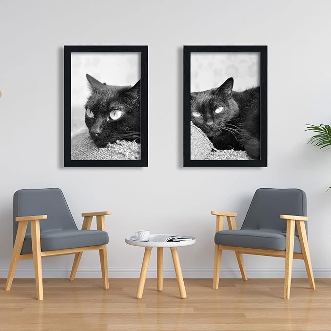 VCK 20x30 Poster Frame - Black, Textured Wood Picture Frames with Polished Plexiglass, Wall Gallery Display