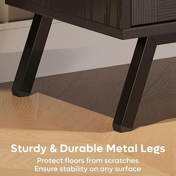 Bestier 80 Inch Black Rattan TV Stand with Storage for 85 Inch TV, 4-in-1 Mid Century Modern Entertainment Center with LED Lights, Doors and Adjustable Glass Shelves for Living Room