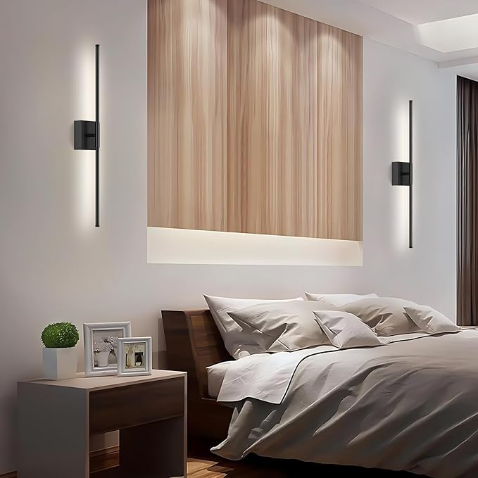 Black Gold Hardwired Wall Sconces, Modern Wall Light, 29.1 Inch Not Dimmable Wall Light Fixtures, 350° Rotate LED Wall Lamp for Bedroom, Living Room, Bathroom, Hallway