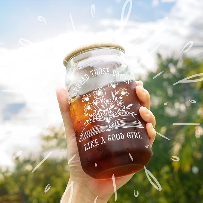 Book Lovers Gifts for Readers: Bookish, Reading & Book-Themed Gifts for Teachers, Librarians & Kids - Mothers Day, Graduation & Birthday Gift - 16oz Glass Cup