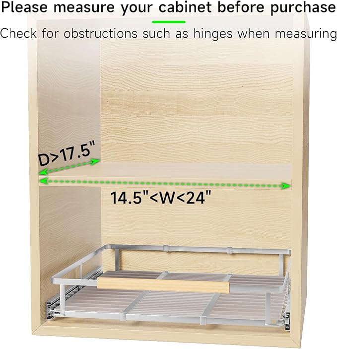 Expandable Pull Out Drawers for Cabinets, Kitchen Cabinet Slide Out Shelves, Adjustable Roll Out Drawers, Stainless Steel, Medium 2 Pack, (14.5"-24") Width x 17.5" Depth