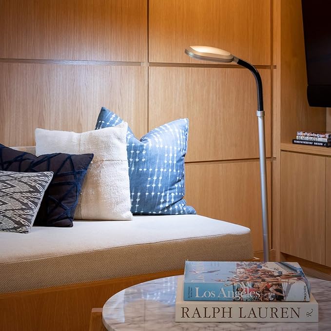 Brightech Litespan Titanium Silver LED Floor Reading Lamp, Energy Efficient, Adjustable Standing, 850-950 Lumens, 12W, 3-Year Warranty