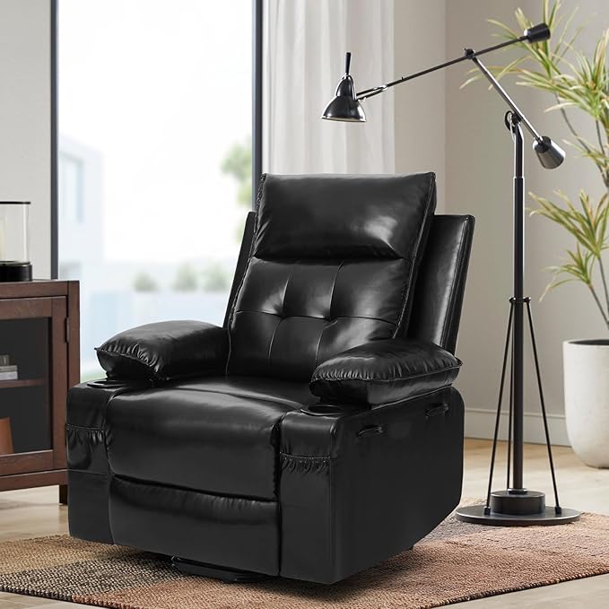 Polar Aurora Power Lift Chair for Elderly,Electric Recliner Chair with Vibrating Massage & Heating,Living Room Chair with Thickened armrest,USB Ports,2 Cup Holders,Black