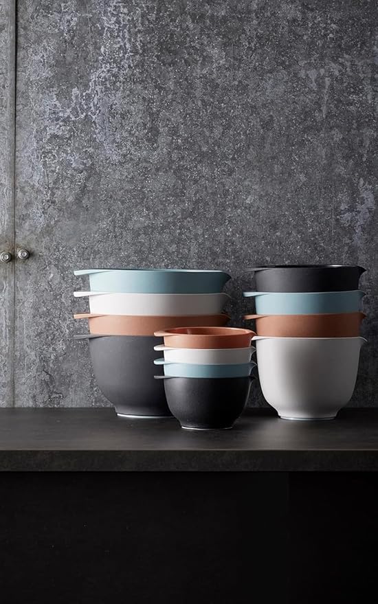 Precision Craft Mixing Bowl Set 2 Pcs Elevate Your Culinary Experience Stylish Nesting Bowls for Effortless Cooking and Baking- (Pebble Black)