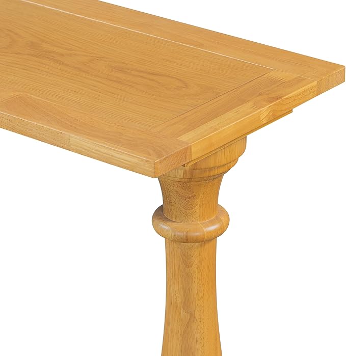 63 Inch Console Table with 2 Vase-Leg, Vintage Wood Grain Sofa Table Behind Couch, Narrow Entryway Accent Table for Living Room, Entrance, Hallway, Foyer, Bedroom, Apartments, Natural