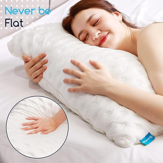 Cooling Side Sleeper Pillow for Adults, Firm Bed Pillow for Side Sleepers Neck and Shoulder Pain, Luxury Shredded Memory Foam Pillow Set of 1- Adjustable King Size- Washable Cover Original White