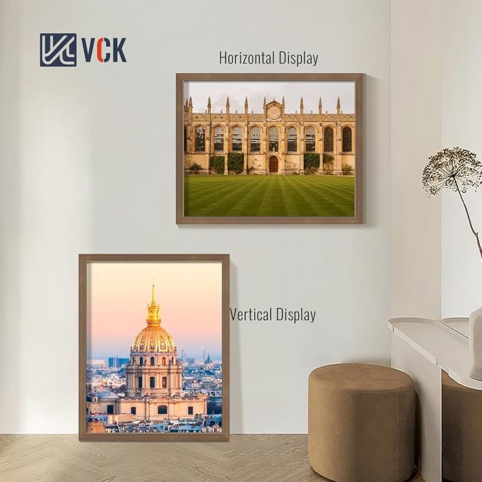 VCK 24x30 Brown Poster Frames 3 Pack, High-End Wood Wide Border Picture Frame,Multi-Directional Display Family Photos, Office Prints, Studio/Gallery/Home Artwork