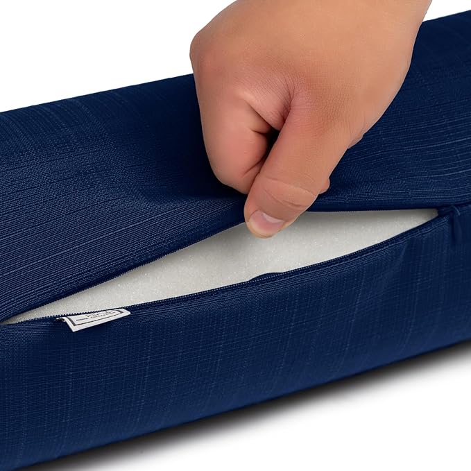 Sherry Kline Sunrise Indoor/Outdoor Neck Bolster Corded Edge Filled Pillow Indigo 6"x18" Set of 2