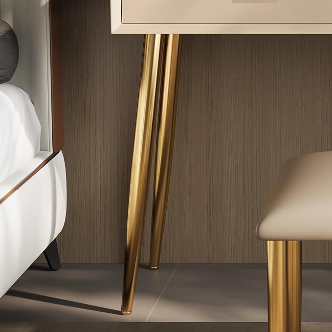 IKuinen Makeup Vanity Desk with Mirror and Lights, Small Vanity Table with 2 Drawers,Vanity Set for Bedroom with Microfiber Leather, 3 Lighting Modes - 31.5In Coffee