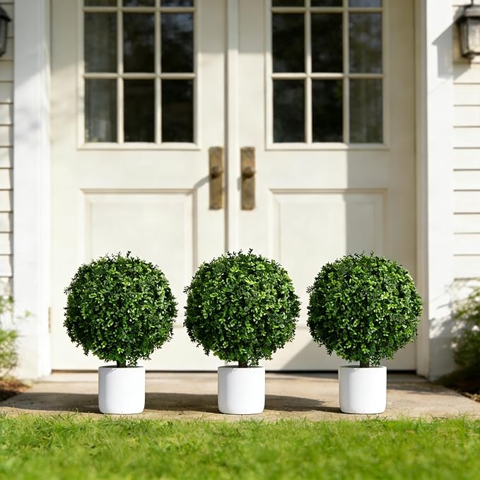 QIANYUN Artificial Boxwood Ball Bush- Faux Boxwood Decorative Balls for Backyard, Balcony,Garden, Wedding and Home Décor (2, 22inch)