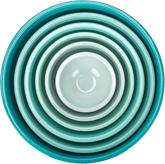 KX-WARE Melamine Mixing Bowls with Lids - 6 Piece Melamine Bowls and 6 Piece Plastic Lids, Teal