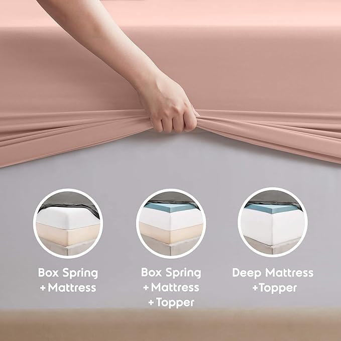 Nestl King Sheet Set - Luxury 1800 Ultra-Soft Microfiber King Bed Sheets - Double Brushed - Deep Pockets - Easy Fit - 4 Piece Set - Bedding Sheets & Pillowcases (King, Peach Beige)