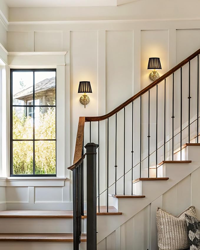 KDG Cordless Wall Sconces Set of 2, Small Wireless 5200mAh Rechargeable Battery Fabric LED Wall Lamps, Portables Lightings for Wall Painting, Living Room, Bedroom, Hallway, Gifts (Black Lampshde)