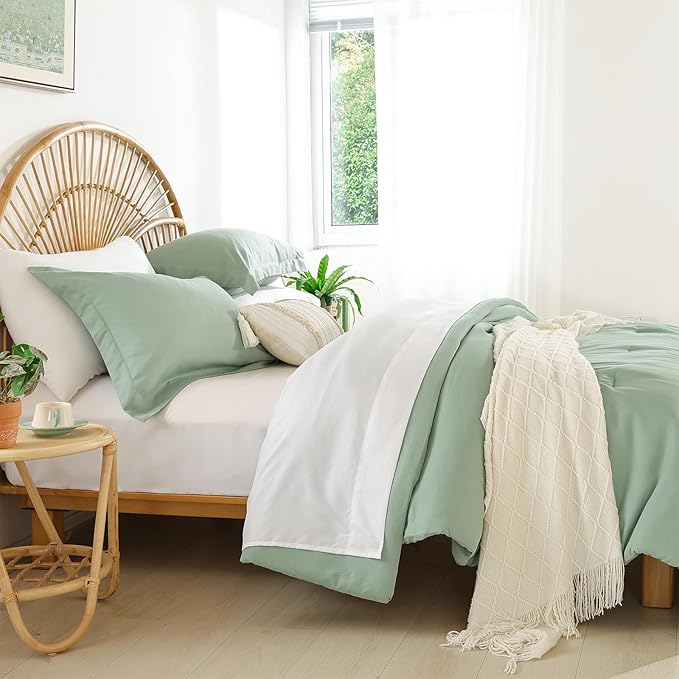 weigelia Full Size Comforter Set 7 Pieces Sage Green Comforter Set with Sheets Soft Bed in a Bag Full Bed Comforters Set for All Season
