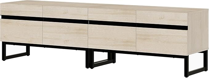 WAMPAT Modern TV Stand for TVs up to 75 inch, 2 in 1 Entertainment Center TV Console with Storage Cabinets and Metal Base,Media Console for Living Room,Light Oak