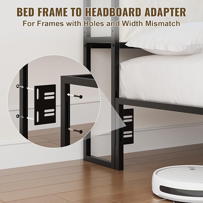 Headboard Queen Size with 2-Tier Open Storage and LED Light, Upholstered Headboard with Charging Station, Height Adjustable Sturdy Queen Bed Head Only for Dorm Bedroom, Easy Assembly, Black