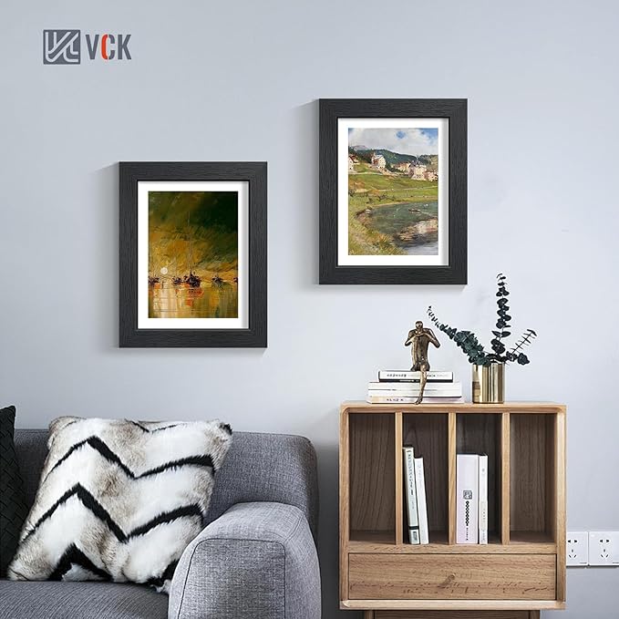 VCK 8.5x11 Certificate Frame, Black Wood 8 1/2 x 11 Picture Diploma Document Frames for Wall and Tabletop, 2 Pack