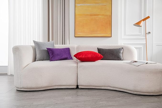 DEZENE 26x26 Euro Pillow Covers : 2 Pack Cozy Soft Velvet Oversized Couch Pillow Shams, Square Throw Pillow Cases for Living Room Sofa, Light-Grey