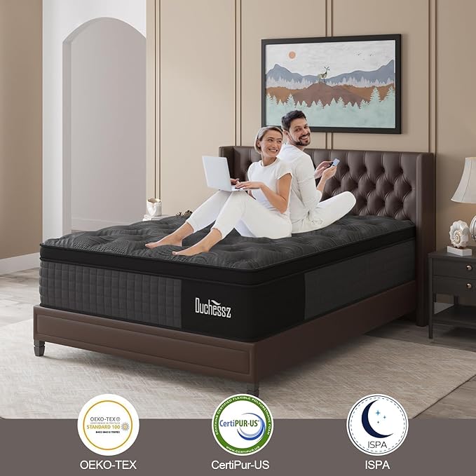 Twin Mattress, 10 Inch Hybrid Mattresses Black with Gel Memory Foam and Individually Pocket Innerspring Euro Top Medium Firm for Motion Isolation, Edge Support, 100 Night Trial