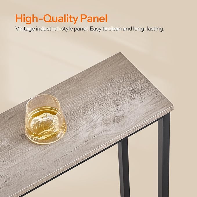 HOOBRO 70.9" Extra Long Sofa Console Table with Charging Station, 2-Tier Behind Couch Table with V-Brace, for Narrow Entryway, Hallway, Living Room, Greige BG186UXG01