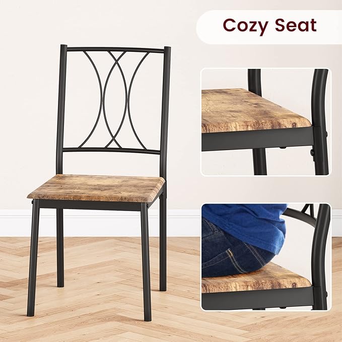 Dining Table Set for 4, Compact Kitchen Table and 4 Chairs, 5-Piece Kitchen Table Set, Space-Saving Design for Small Space, Dining Room, Apartment, Retro Brown