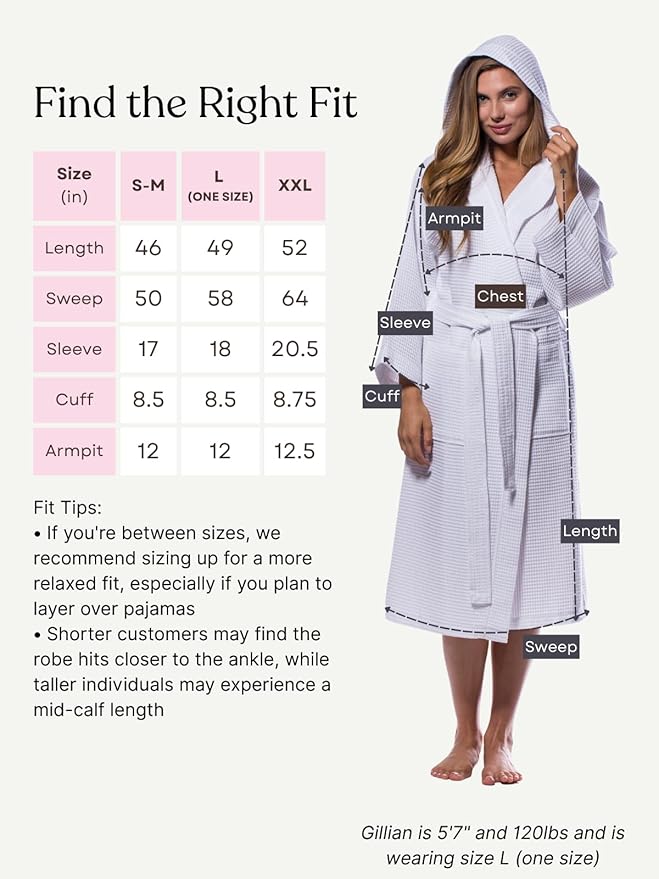 Turquaz Lightweight Full-Length Robes For Women Waffle Kimono Bathrobe - Soft, Fast-Drying, Long-Lasting Cotton Blend Unisex