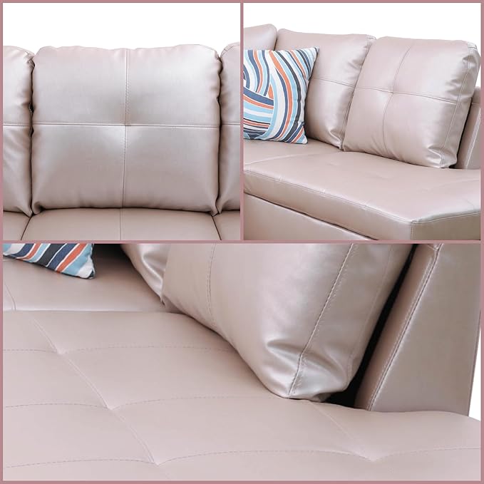 L Shaped Couch, Modular Sectional Sofa with Chaise, Modern Modular Sofas Furniture Sofa Couches for Living Room/Apartment/Office/Bedroom, Latte