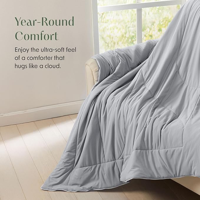 Springtree Home Luxury Viscose from Bamboo Blanket & Comforter | Viscose from Bamboo Twin Size Blanket- 60" x 90" | Cooling Blanket & Comforter | Breathable & Lightweight | Twin - Harbor Grey