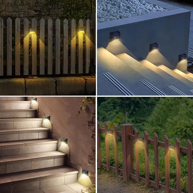 Solar Fence Lights|Deck|Step|Stair Light,Warm White/Daylight/Cool White Options for Yard Garden Deck Stair Step Fences,Waterproof(4-Pack)