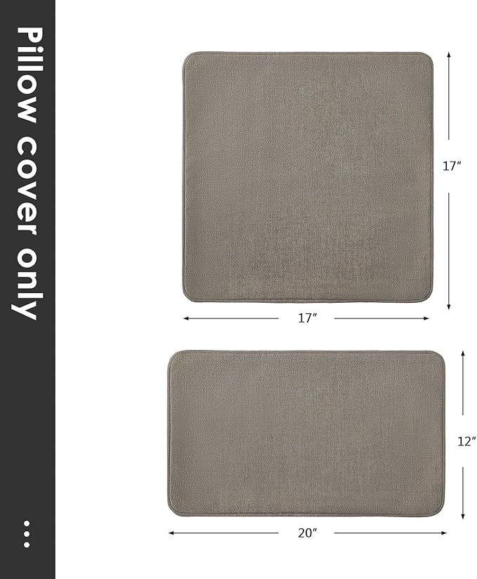 Outdoor Sunbrella Decorative Throw Pillow Covers Only, Pack of 4, 17"x17" & 20"x12" Water Repellent Replacement Lumbar Pillow Case for Patio, Couch, Sofa and Patio Furniture, Cast Shale