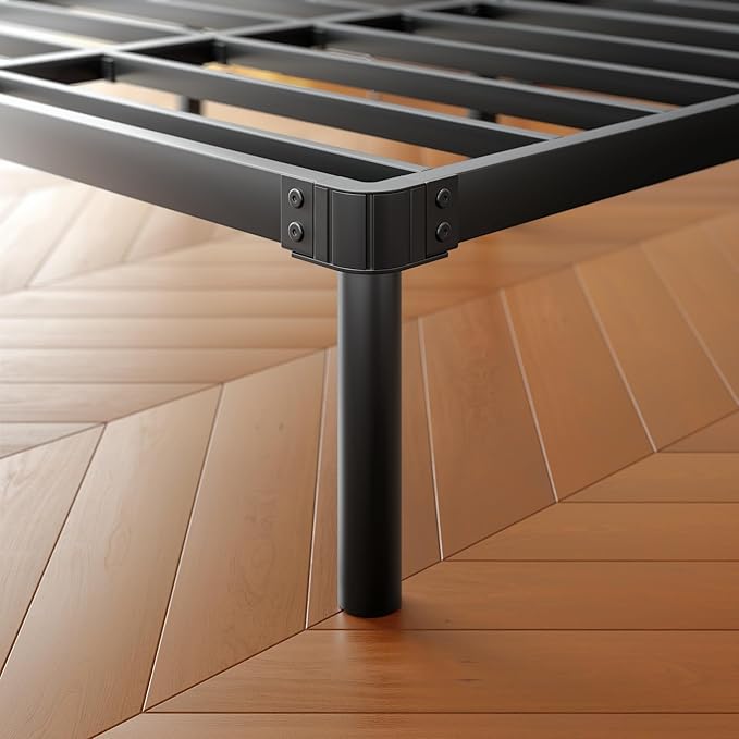 ZIYOO 16 Inch King Size Metal Platform Bed Frame with Heavy-Duty Steel Slat Support, No Box Spring Needed, Under Bed Storage Space, Easy Assembly, Noise-Free, Sturdy & Durable, Black