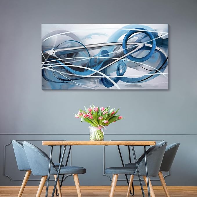 YDYSUNE Blue Abstract Wall Art Modern Canvas Wall Paintings Abstract Artwork for Living Room Pictures for Bedroom Wall Decor Office Home Decor 24×48IN