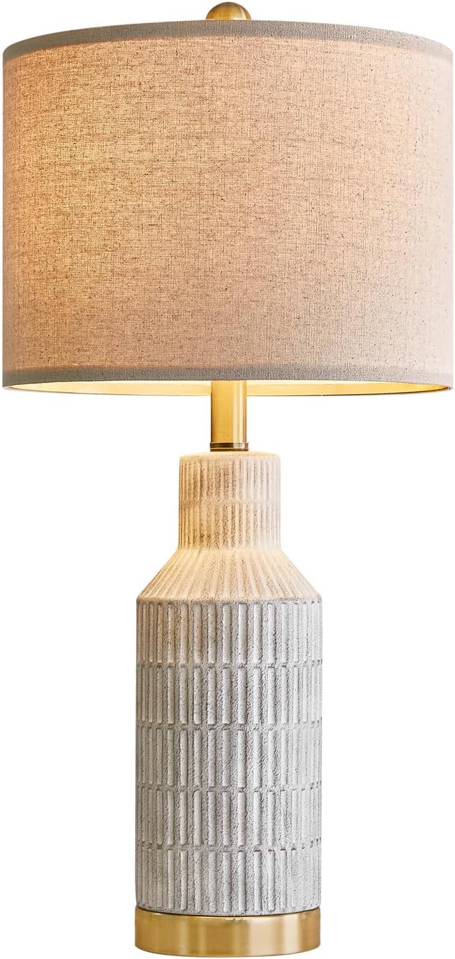 25" Modern Ceramic Lamps Single Table Lamp for Living Room Bedroom Farmhouse Nightstand Bedside Lamps