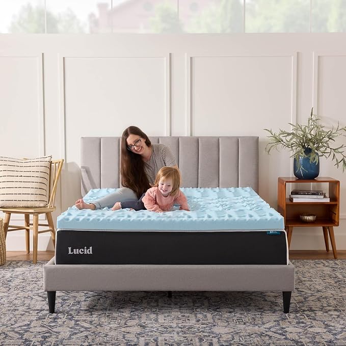 LUCID Gel Infused Memory Foam Mattress Topper – 3 Inch Mattress Topper – 5 Comfort Zones Relieve Pressure – CertiPUR-US Certified Foam - Full