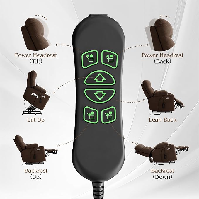 Power Lift Recliner Chair for Elderly with Extended Footrest, Infinite Position Lay Flat Recliner Chair for Adult W/Massage & Heating, Adjustable Headrest, 3-Motor Zero Gravity,Cup Holder, Fabric