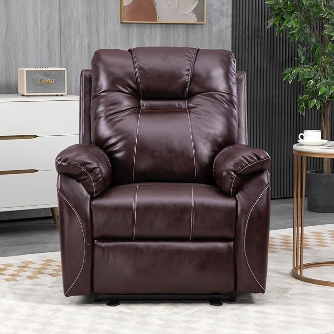 Power Recliner Chair,Wall Hugger Recliner with Heat and Massage,PU Leather Recliner Chair with 2 Side Pockets, USB & Type-C Port, Electric Recliner Chair for Living Room