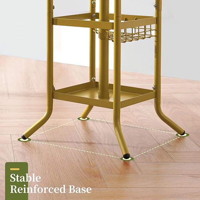 Yoobure Coat Rack Freestanding - Coat Tree with Umbrella Holder, Metal Coat Rack Stand with 12 Hooks, Modern Coat Hanger Stand for Entryway, Purse Rack Hat Rack Stand for Living Room Bedroom Office