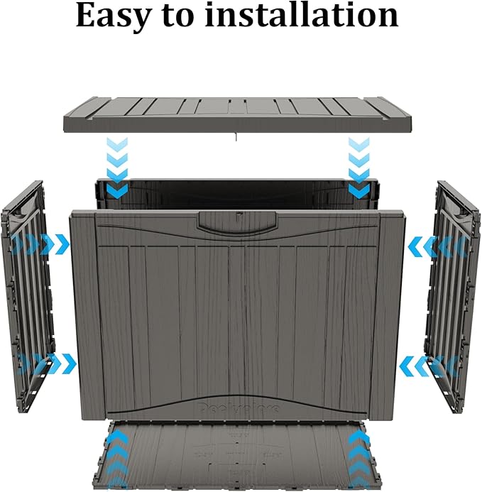 45 Gallon Double-Wall Resin Deck Box - Lockable Waterproof Outdoor Storage Box, 515bs Capacity & Doubles as Seating for Patio Furniture - Garden Tools, Pool Accessories (Brown)