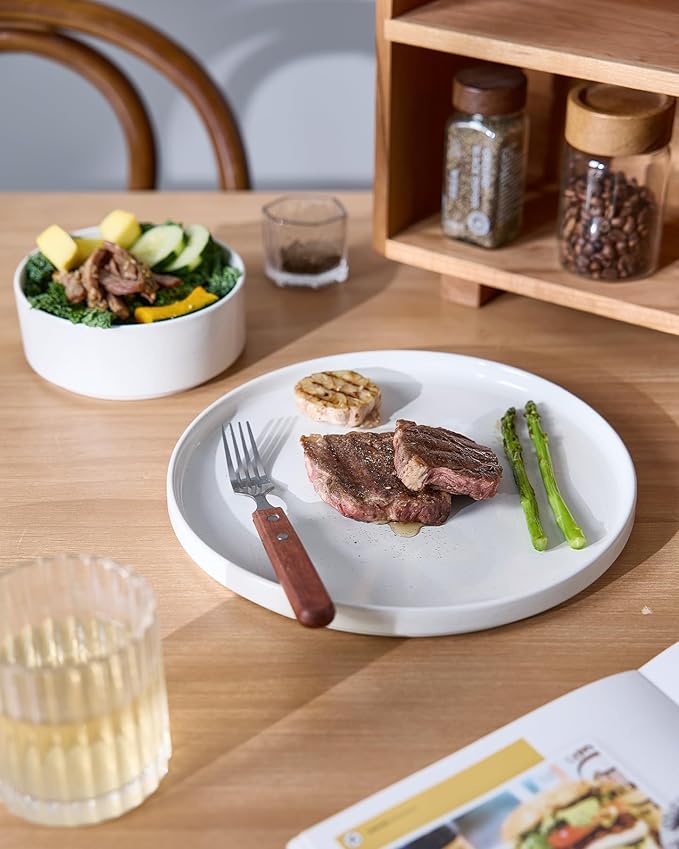 Famiware Nebula Plates and Bowls Set, 24 Pieces Dinnerware Sets, Dishes Set for 8, White