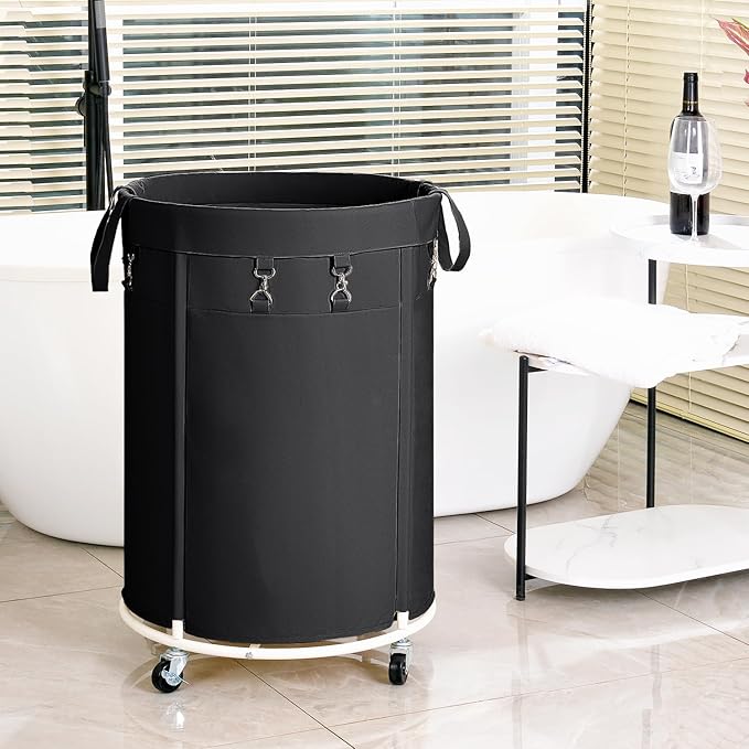 efluky 150L Laundry Basket with Wheels, Large Rolling Laundry Hampers with Handles for Bathroom, Bedroom & Laundry Room, Black