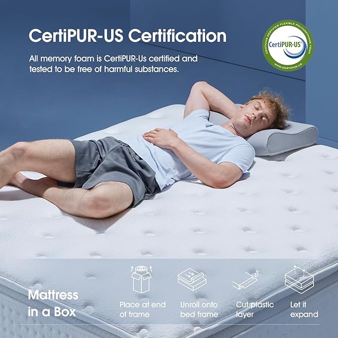 King Size Mattress 14 Inch – Medium Firm Hybrid Mattress with Tencel Cool Touch Cover, Gel Memory Foam, Dual-Layer Pocket Springs, CertiPUR-US Certified, Fiberglass-Free