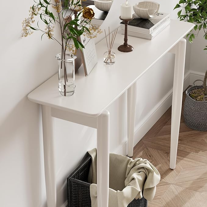 Wood Console Table Walnut Entryway Table, Thin Console Table, Sofa Tables for Living Room (39.4'')