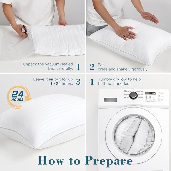 viewstar Bed Pillows Queen Size Set of 2, Hotel Collection, Down Alternative Pillow for Back, Stomach or Side Sleepers, Firm