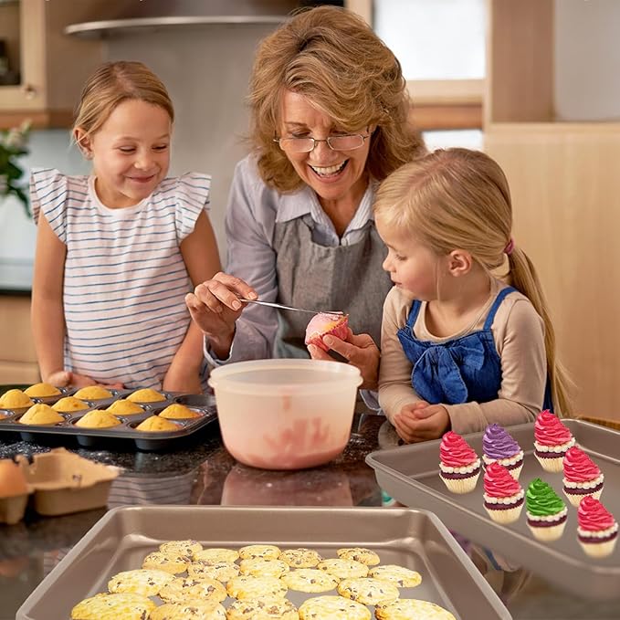 Baking Sheet Pans,2 Pack Nonstick Baking Pans Cookie Sheet Brownie Pan,Bread & Cake Pan, Toaster Oven Tray Bakeware, Small Nonstick Baking Tray, Heavy-Duty Bread Loaf Pan (12.8 x 10.7 x 1.2 Inches)